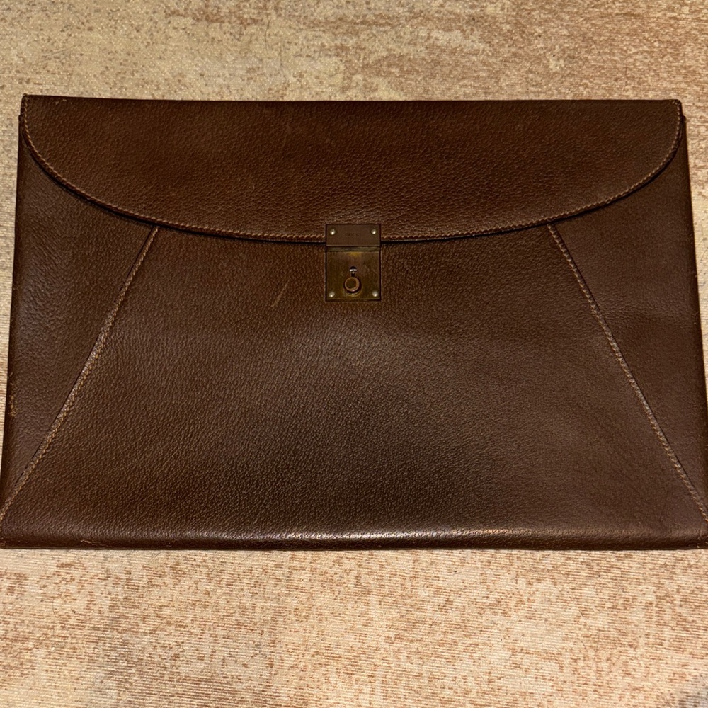 Gucci Dark Brown Leather Laptop Bag